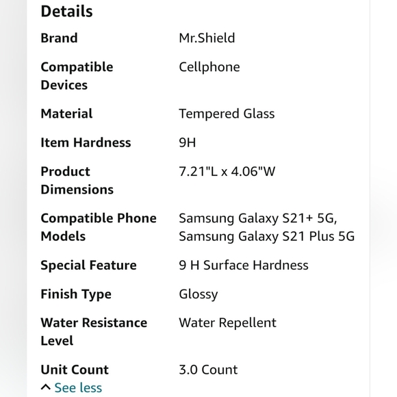 NWT Mr. Shield 3 Pack Tempered Glass Screen Protectors for Samsung Galaxy S21+ - Picture 4 of 7